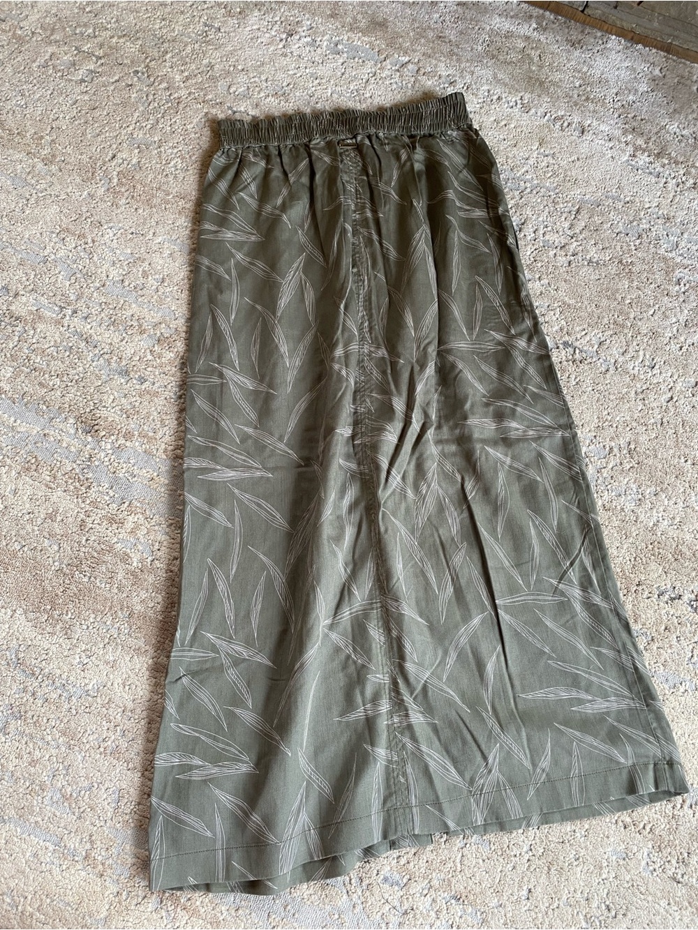 prAna Swift Lake Midi Skirt Rye Green Leaves Tencel Flowy Elasticated Waist: XS - Picture 9 of 10